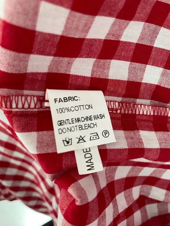 StyleKeepers NWTs Red Gingham Off-Shoulder Gingham Mini Dress size small - Picture 6 of 6
